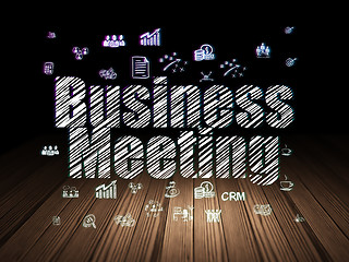 Image showing Finance concept: Business Meeting in grunge dark room