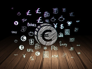 Image showing Currency concept: Euro Coin in grunge dark room