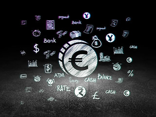 Image showing Currency concept: Euro Coin in grunge dark room