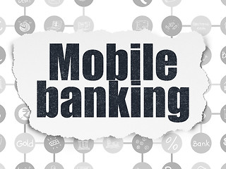 Image showing Banking concept: Mobile Banking on Torn Paper background