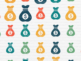 Image showing Finance concept: Money Bag icons on wall background