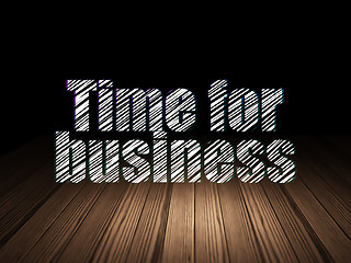 Image showing Business concept: Time for Business in grunge dark room