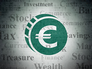 Image showing Money concept: Euro Coin on Digital Paper background