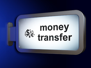 Image showing Finance concept: Money Transfer and Finance Symbol on billboard background