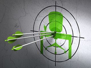 Image showing Finance concept: arrows in Office target on wall background