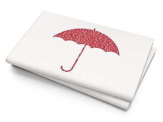 Image showing Privacy concept: Umbrella on Blank Newspaper background