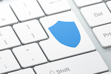 Image showing Safety concept: Shield on computer keyboard background