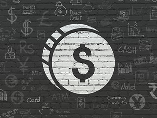 Image showing Banking concept: Dollar Coin on wall background