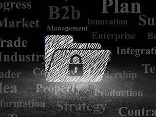 Image showing Business concept: Folder With Lock in grunge dark room