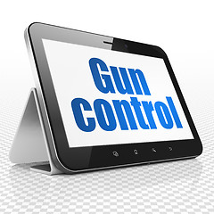 Image showing Security concept: Tablet Computer with Gun Control on display