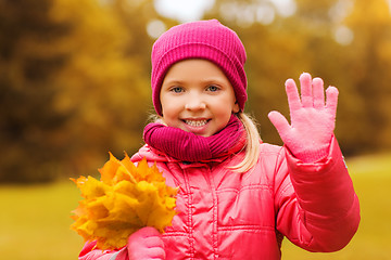 Image showing happy beautiful little girl portrait outdoors