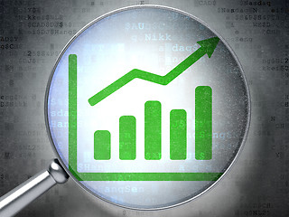 Image showing Finance concept: Growth Graph with optical glass on digital background