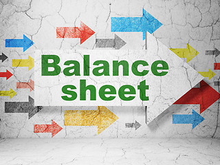 Image showing Money concept: arrow with Balance Sheet on grunge wall background