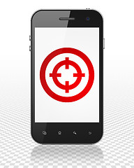 Image showing Finance concept: Smartphone with Target on display