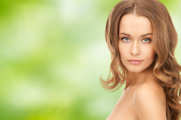 Image showing face of beautiful young happy woman with long hair