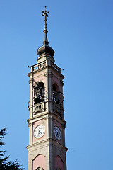 Image showing in gorla     italy   the   wall  and church tower bell sunny day