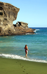 Image showing Green sand beach