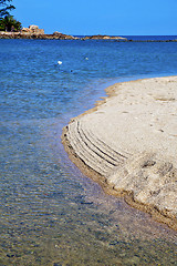 Image showing asia in phangan  isle white  beach    rocks pirogue  and  sea 