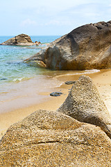 Image showing kho    beach  tree  rocks in thailand  and  china sea 