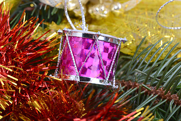 Image showing Closeup on colourful Christmas decorations