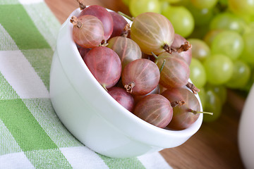 Image showing gooseberry and grapes health food concept