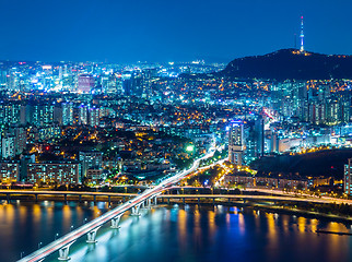 Image showing Seoul, South Korea skyline at night