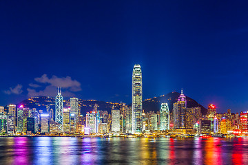 Image showing Hong Kong city lit up at night