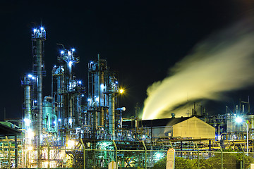 Image showing Oil refinery at night