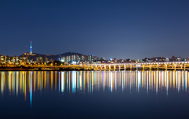 Image showing Seoul skyline at night