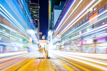 Image showing Traffic in Hong Kong at night