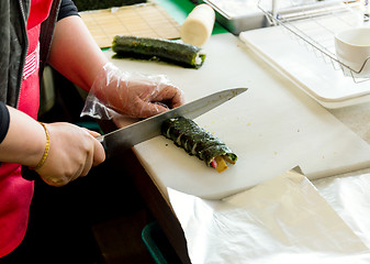 Image showing Sushi Rolls preparing