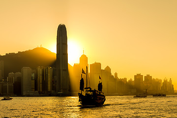 Image showing Hong Kong skyline in sunset