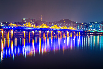 Image showing Han River and Bridge in Seoul