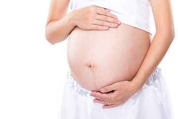 Image showing Pregnant woman with white background