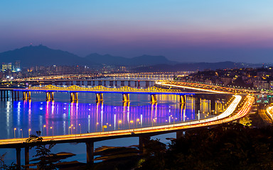 Image showing Han River and Bridge in Seoul