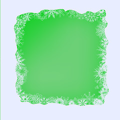 Image showing Set of Different Winter Snowflakes on Green Background