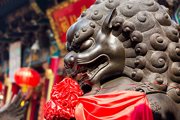 Image showing Chinese Lion, stone carving sculpture