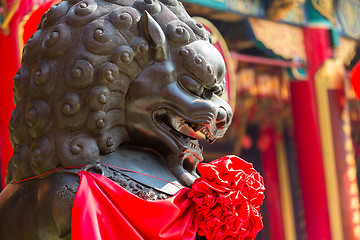 Image showing Lion statue in chinese temple