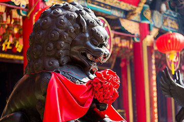 Image showing Lion statue in Chinese temple