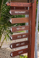 Image showing signboard on the beach at hotel, Koh Samui, Thailand