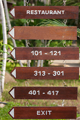 Image showing signboard on the beach at hotel, Koh Samui, Thailand