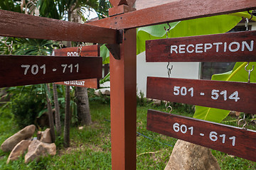 Image showing signboard on the beach at hotel, Koh Samui, Thailand