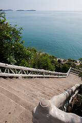 Image showing tropical garden and  the road to sea beach