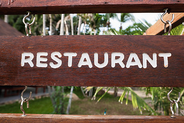 Image showing signboard on the beach at hotel, Koh Samui, Thailand