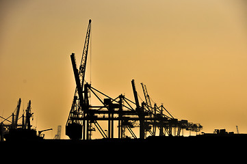 Image showing sea cargo port in dusk  