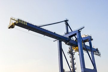 Image showing sea cargo port large cranes