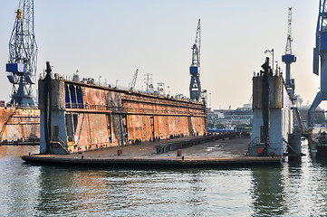 Image showing empty Shipyard floating dry dock