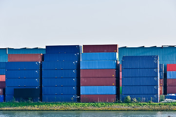 Image showing freight containers in sea cargo port