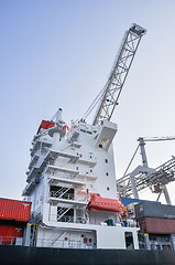 Image showing sea cargo port large cranes