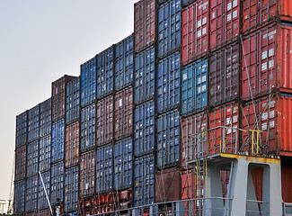 Image showing freight containers in sea cargo port